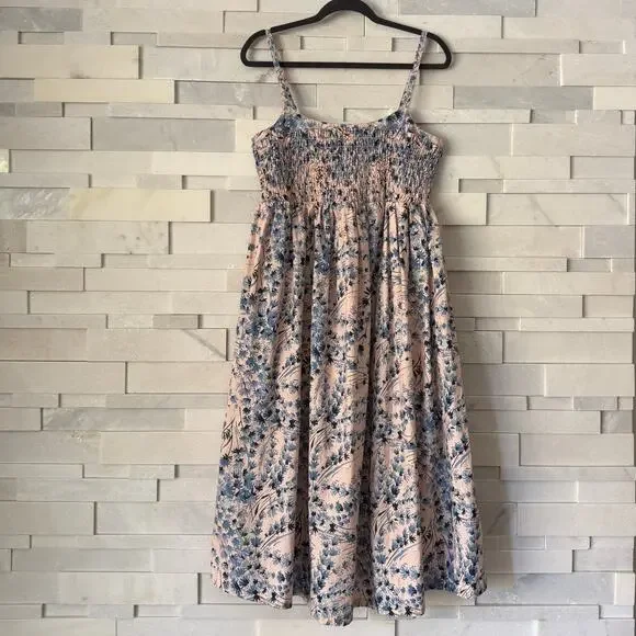 A PEA IN THE POD Smocked Spaghetti Strap Poplin Maternity Maxi Sun Dress S - Picture 2 of 8